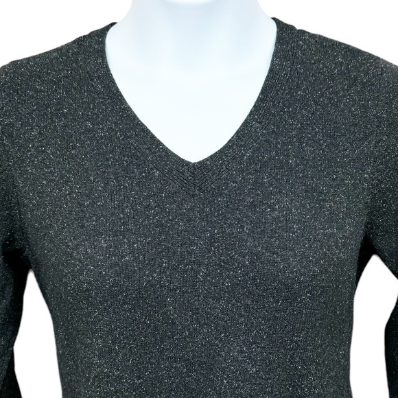 J. Jill Gray Speckled Silk Blend V Neck Dress with Front Pockets - Picture 3 of 9